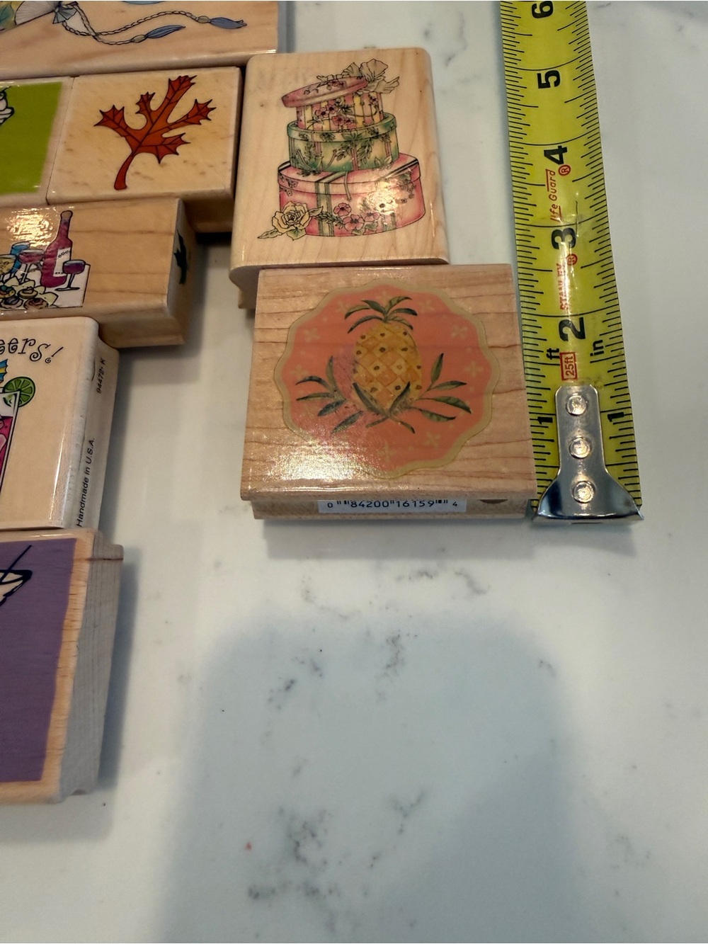 Vintage Wood Mounted Rubber Stamp Lot of 10 Food Drink Floral Craft Stamps - Picture 7 of 8